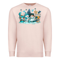 Pale Pink winter snowman coffee cups Premium Sweatshirt - AdoDesignShop