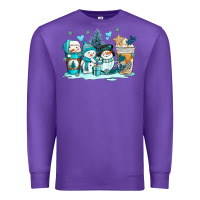 Purple winter snowman coffee cups Premium Sweatshirt - AdoDesignShop