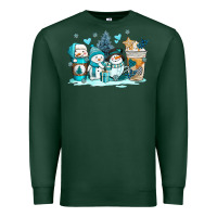 Winter Snowman Coffee Cups Premium Sweatshirt | Teevron