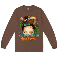 Chestnut messy bun camp hair dont care Long Sleeve Tee - texasbilliewilder
