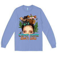 Colony Blue messy bun camp hair dont care Long Sleeve Tee - texasbilliewilder