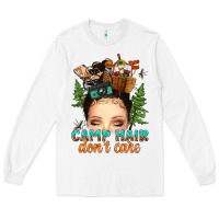 White messy bun camp hair dont care Long Sleeve Tee - texasbilliewilder
