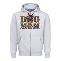 Heather Grey christmas pug mom Zipper Hoodie - RanaPortraitStore