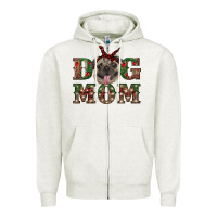 Oatmeal Heather christmas pug mom Zipper Hoodie - RanaPortraitStore