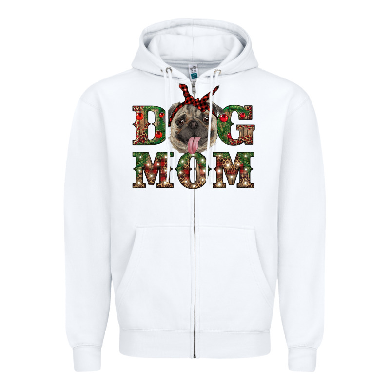 Christmas Pug Mom Zipper Hoodie by RanaPortraitStore | Teevron
