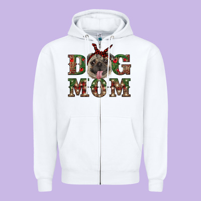 Christmas Pug Mom Zipper Hoodie Designed By Ranaportraitstore
