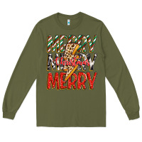 Army Green merry christmas lightning bolt Long Sleeve Tee - Zillion Design Studio