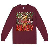 Burgundy merry christmas lightning bolt Long Sleeve Tee - Zillion Design Studio