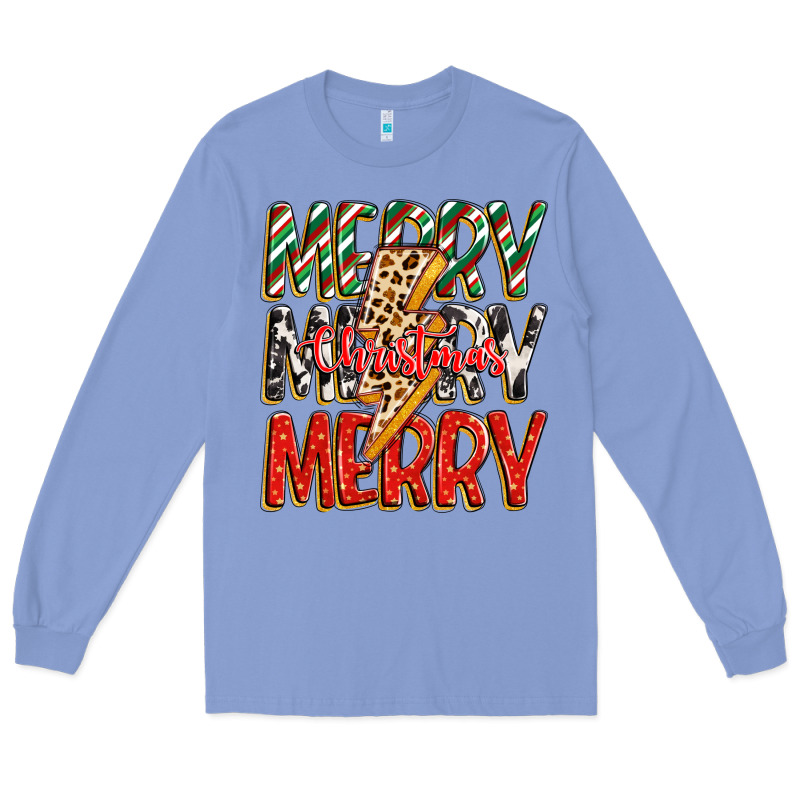 Merry Christmas Lightning Bolt Long Sleeve Tee by Zillion Design Studio | Teevron