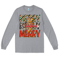 Heather Grey merry christmas lightning bolt Long Sleeve Tee - Zillion Design Studio