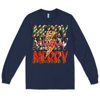 Navy merry christmas lightning bolt Long Sleeve Tee - Zillion Design Studio