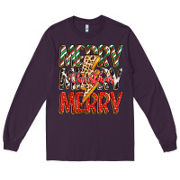Plum merry christmas lightning bolt Long Sleeve Tee - Zillion Design Studio