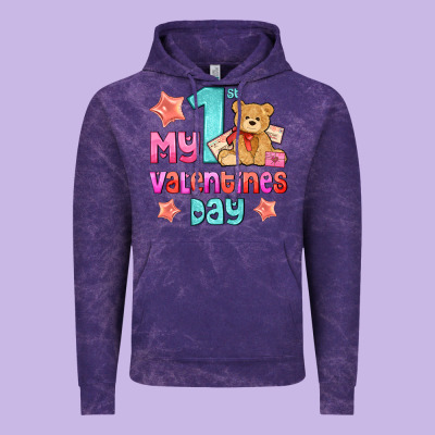 My First Valentines Day Vintage Hoodie Designed By Adodesignshop