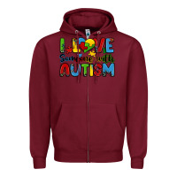 Burgundy i love someone with autism Zipper Hoodie - Zillion Design Studio