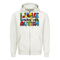 Oatmeal Heather i love someone with autism Zipper Hoodie - Zillion Design Studio