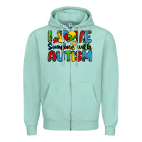 Seafoam i love someone with autism Zipper Hoodie - Zillion Design Studio