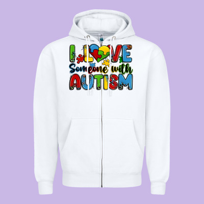 I Love Someone With Autism Zipper Hoodie Designed By Zillion Design Studio