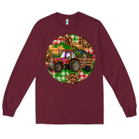 Burgundy Christmas Farm Red Tractor Long Sleeve Tee - RanaPortraitStore
