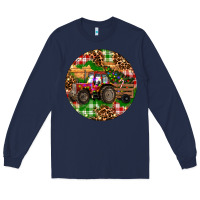 Navy Christmas Farm Red Tractor Long Sleeve Tee - RanaPortraitStore