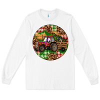 White Christmas Farm Red Tractor Long Sleeve Tee - RanaPortraitStore