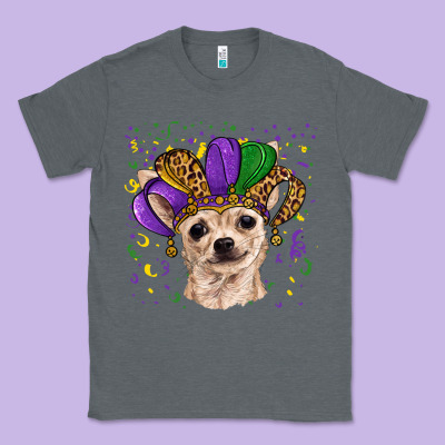 Classic Tee mardi gras hat chihuahua
