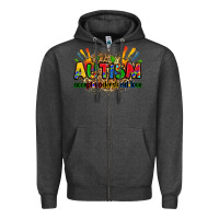 Charcoal Heather autism accept understand love Zipper Hoodie - Zillion Design Studio