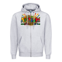 Heather Grey autism accept understand love Zipper Hoodie - Zillion Design Studio