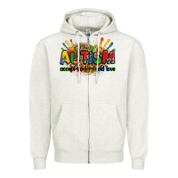 Oatmeal Heather autism accept understand love Zipper Hoodie - Zillion Design Studio