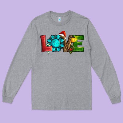 Long Sleeve Tee Western Gemstone Christmas Love