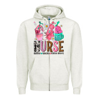 Oatmeal Heather nurse coffee scrubs rubber gloves Zipper Hoodie - texasbilliewilder