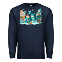 Navy winter coffe cups Premium Sweatshirt - AdoDesignShop