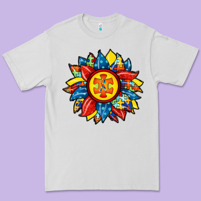 Autism Sunflower Premium Tee Designed By Racoondesign