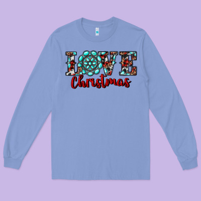 Long Sleeve Tee Western Gemstone Christmas Love