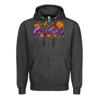 Charcoal Heather mama basketball Zipper Hoodie - Zillion Design Studio