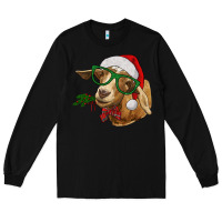 Black Christmas Glasses Goat Long Sleeve Tee - RanaPortraitStore