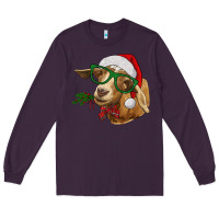 Plum Christmas Glasses Goat Long Sleeve Tee - RanaPortraitStore