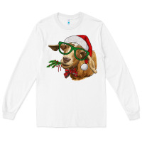White Christmas Glasses Goat Long Sleeve Tee - RanaPortraitStore