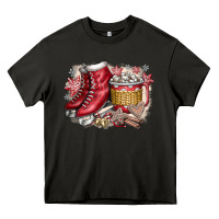 Asphalt Christmas Ice Skating Heavy Core Tee - CowhideDigitalArt