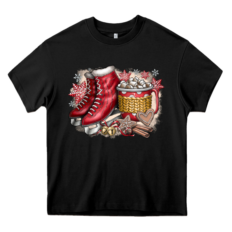 Christmas Ice Skating Heavy Core Tee by CowhideDigitalArt | Teevron