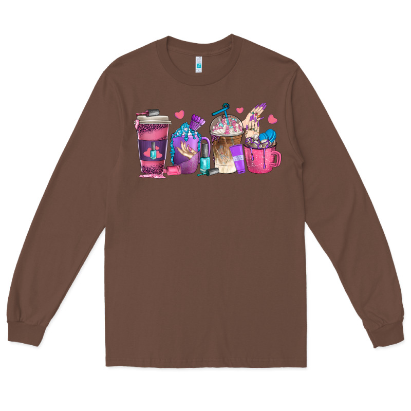 Nail Hustler Coffee Cups Long Sleeve Tee by texasbilliewilder | Teevron