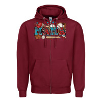 Burgundy mama baseball Zipper Hoodie - Zillion Design Studio
