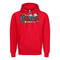 Red mama baseball Zipper Hoodie - Zillion Design Studio