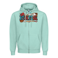 Seafoam mama baseball Zipper Hoodie - Zillion Design Studio