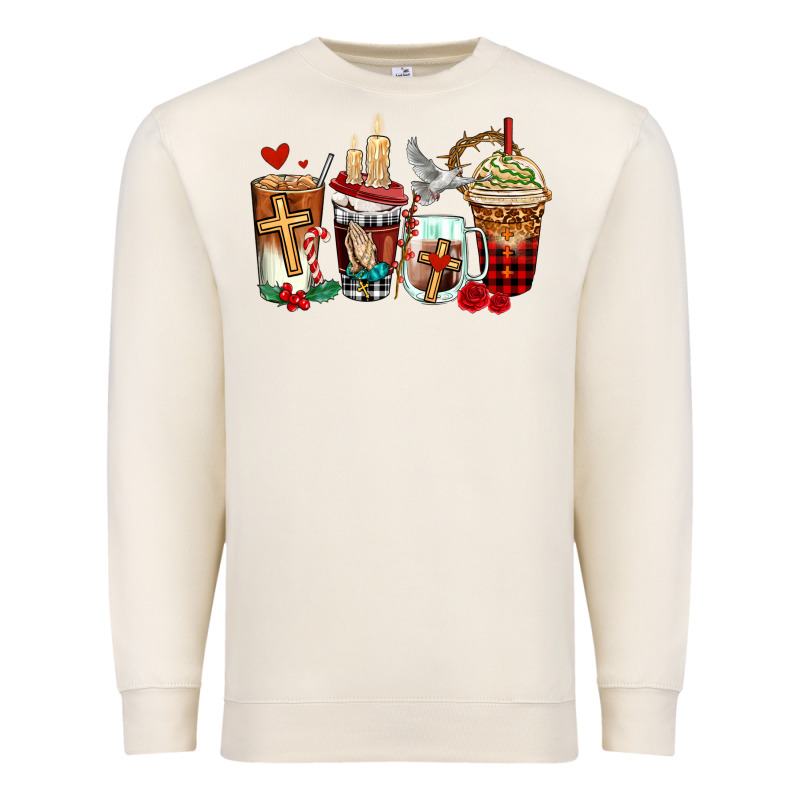 Religious Coffee Cups Premium Sweatshirt by AdoDesignShop | Teevron