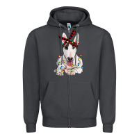 Smoke bull terrier with christmas lights Zipper Hoodie - RanaPortraitStore