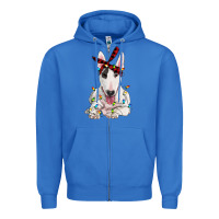Bull Terrier With Christmas Lights Zipper Hoodie | Teevron