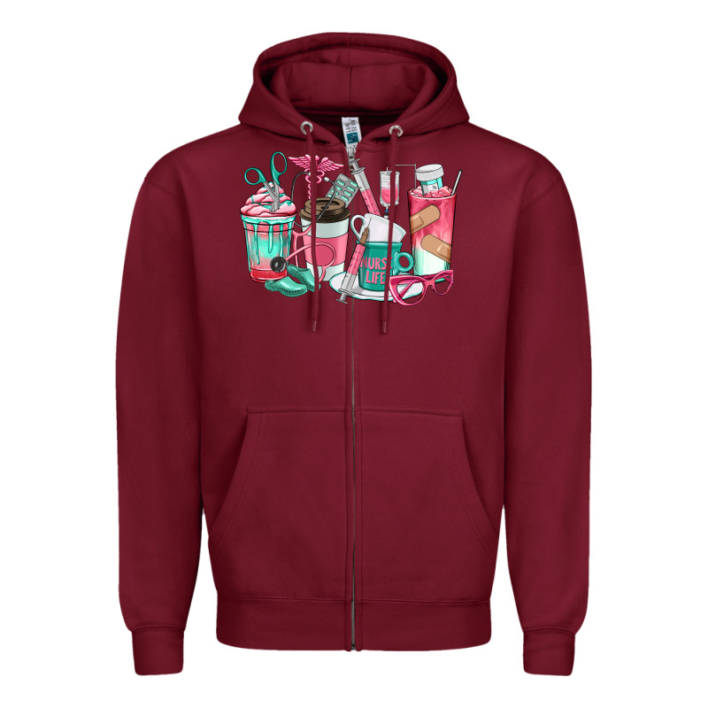 Nurse Coffee Cups Zipper Hoodie by texasbilliewilder | Teevron