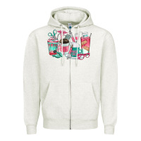 Oatmeal Heather nurse coffee cups Zipper Hoodie - texasbilliewilder