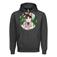 Charcoal Heather bull terrier and farm Zipper Hoodie - RanaPortraitStore