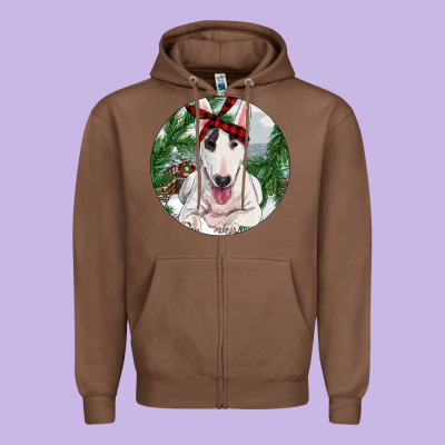 Bull Terrier And Farm Zipper Hoodie Designed By Ranaportraitstore